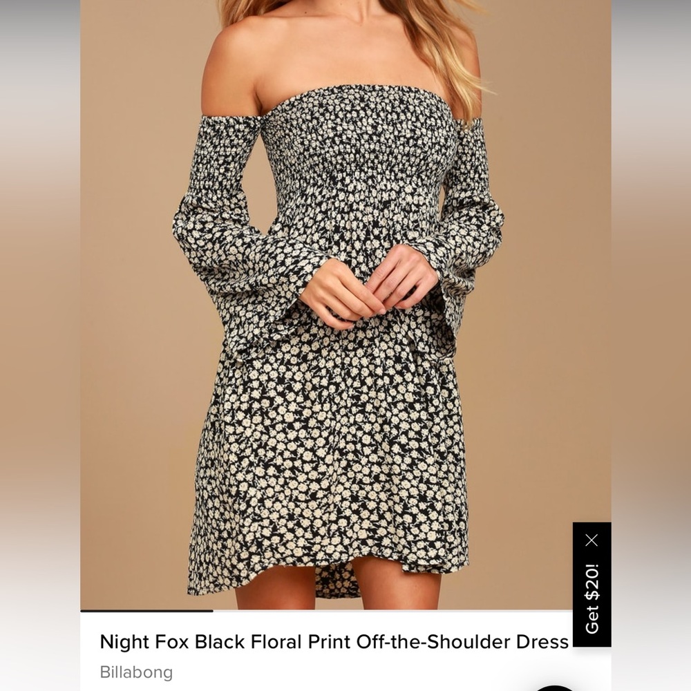 NWT- Billabong- Night Fox Mini- Black Floral- Small